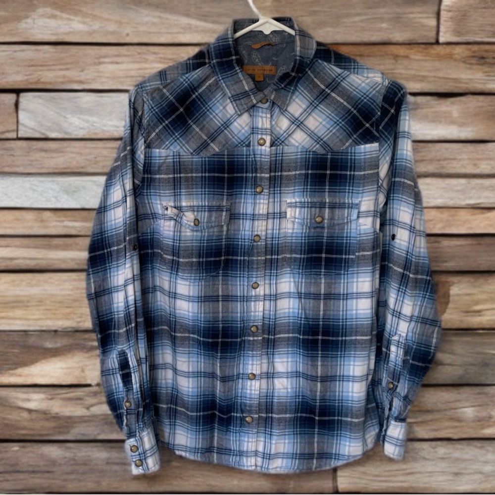 JACHS Girlfriend Blue and White Button Down Shirt